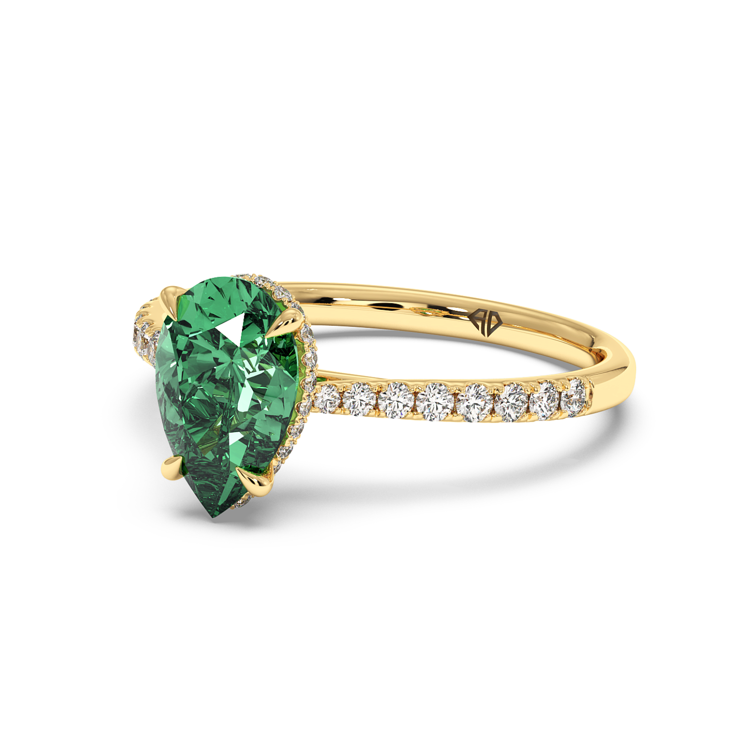 18K Yellow Gold Hana Diamond Shoulder Hidden Halo Engagement Ring