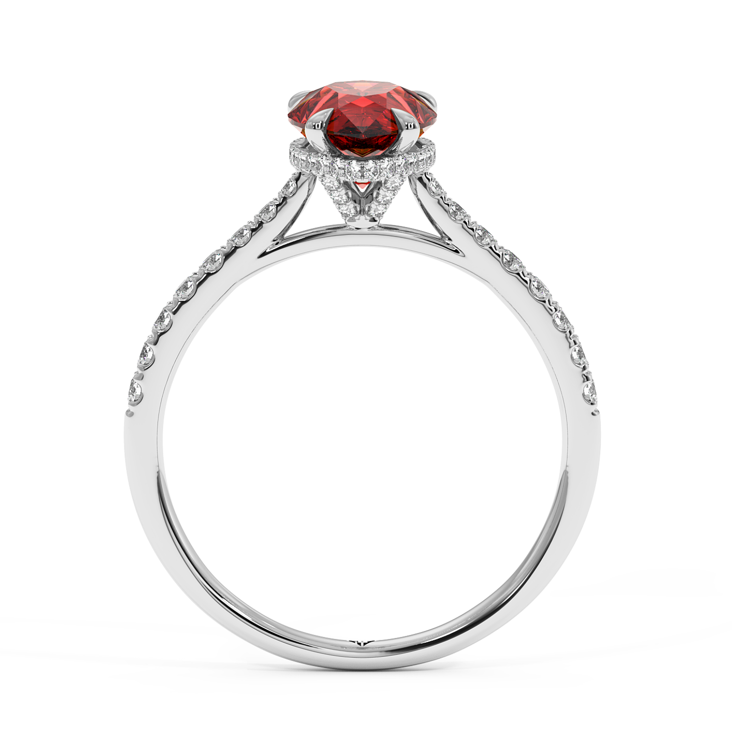 Platinum Hana Diamond Shoulder Hidden Halo Engagement Ring