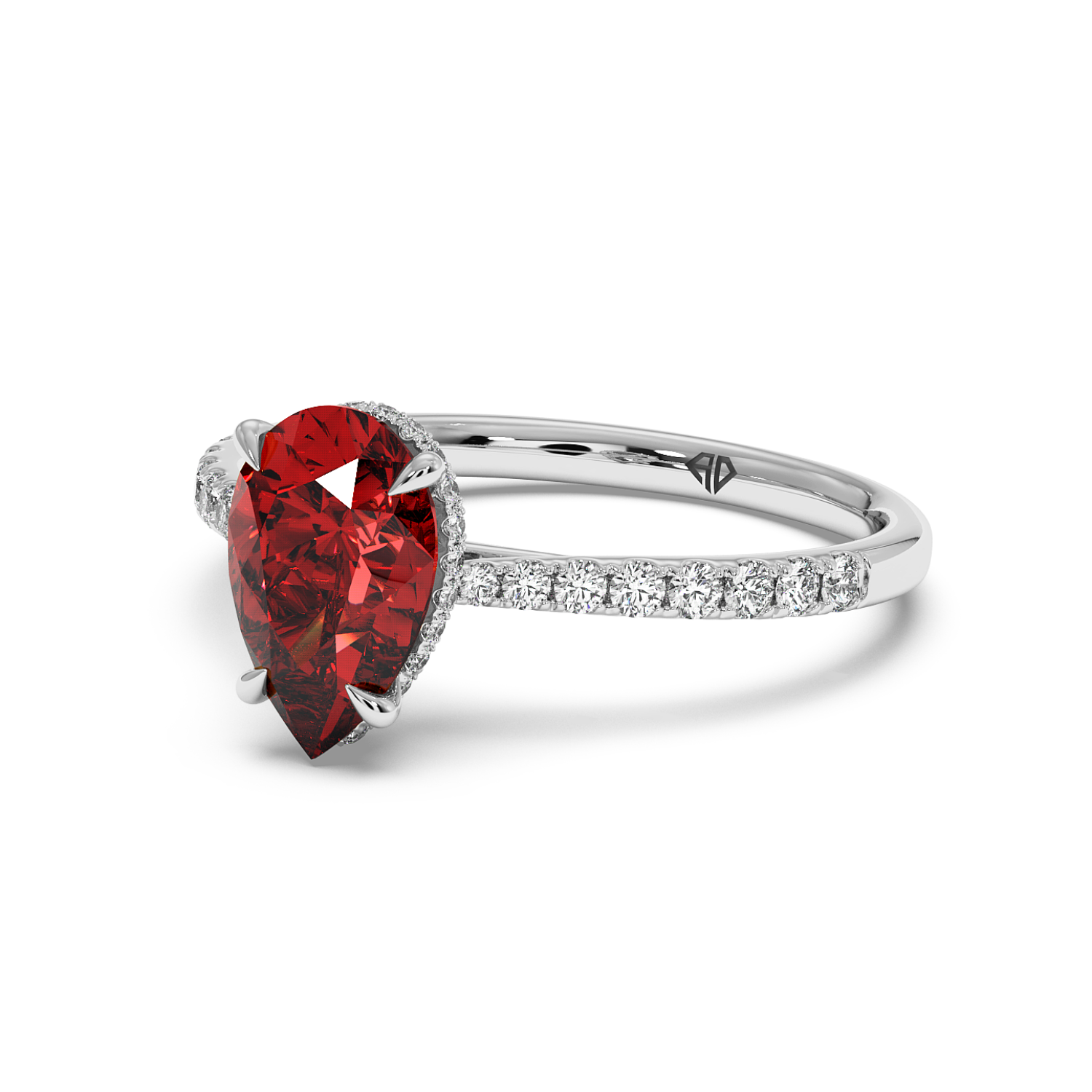 Platinum Hana Diamond Shoulder Hidden Halo Engagement Ring