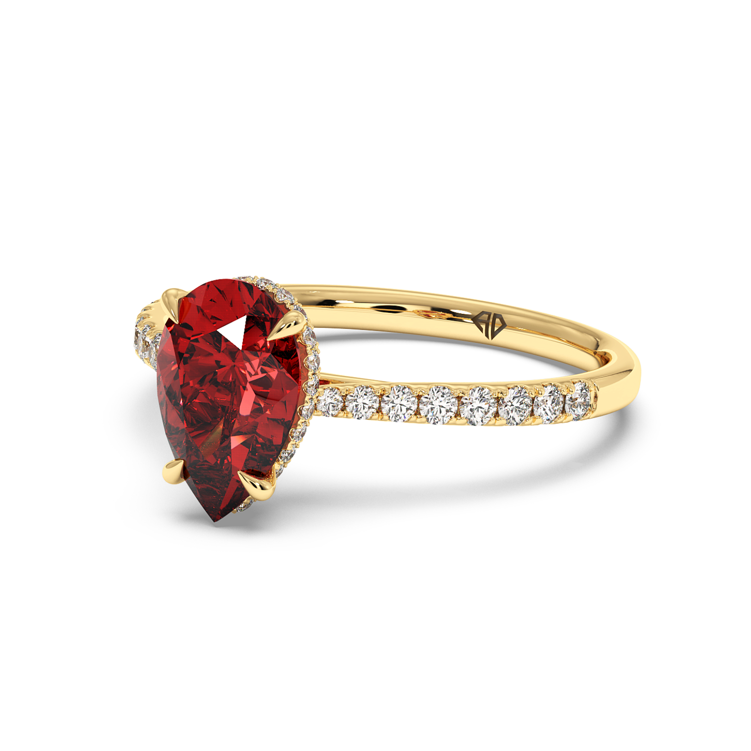 18K Yellow Gold Hana Diamond Shoulder Hidden Halo Engagement Ring