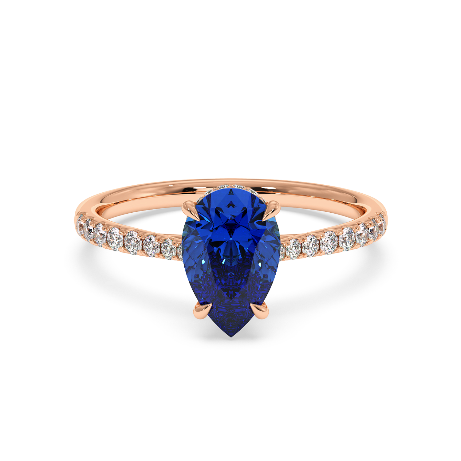 18K Rose Gold Hana Diamond Shoulder Hidden Halo Engagement Ring