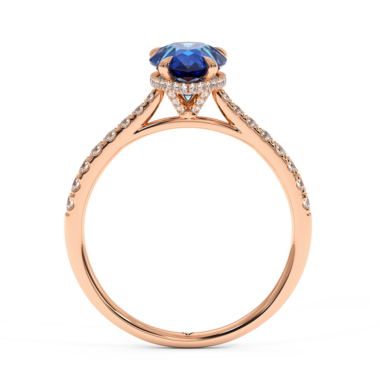 18K Rose Gold Hana Diamond Shoulder Hidden Halo Engagement Ring