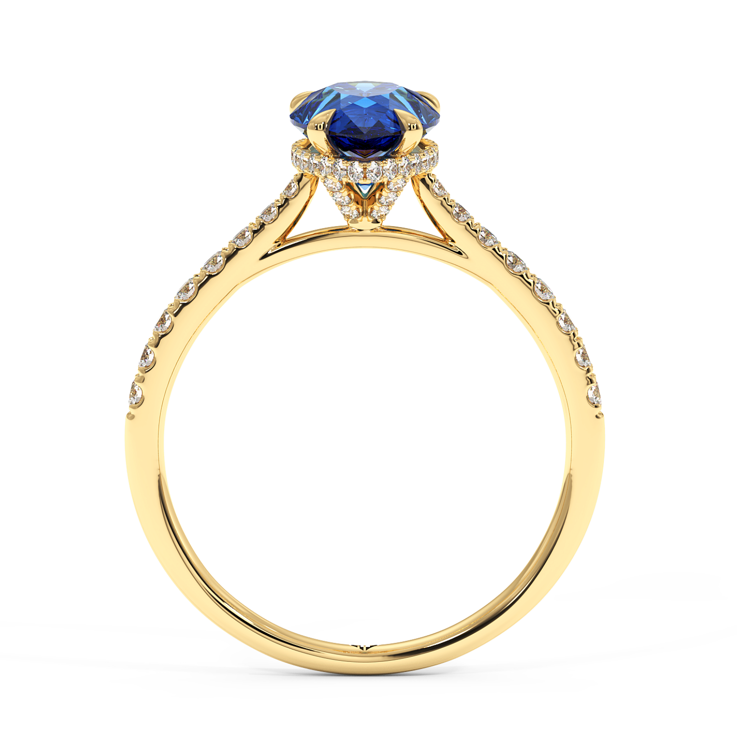 18K Yellow Gold Hana Diamond Shoulder Hidden Halo Engagement Ring