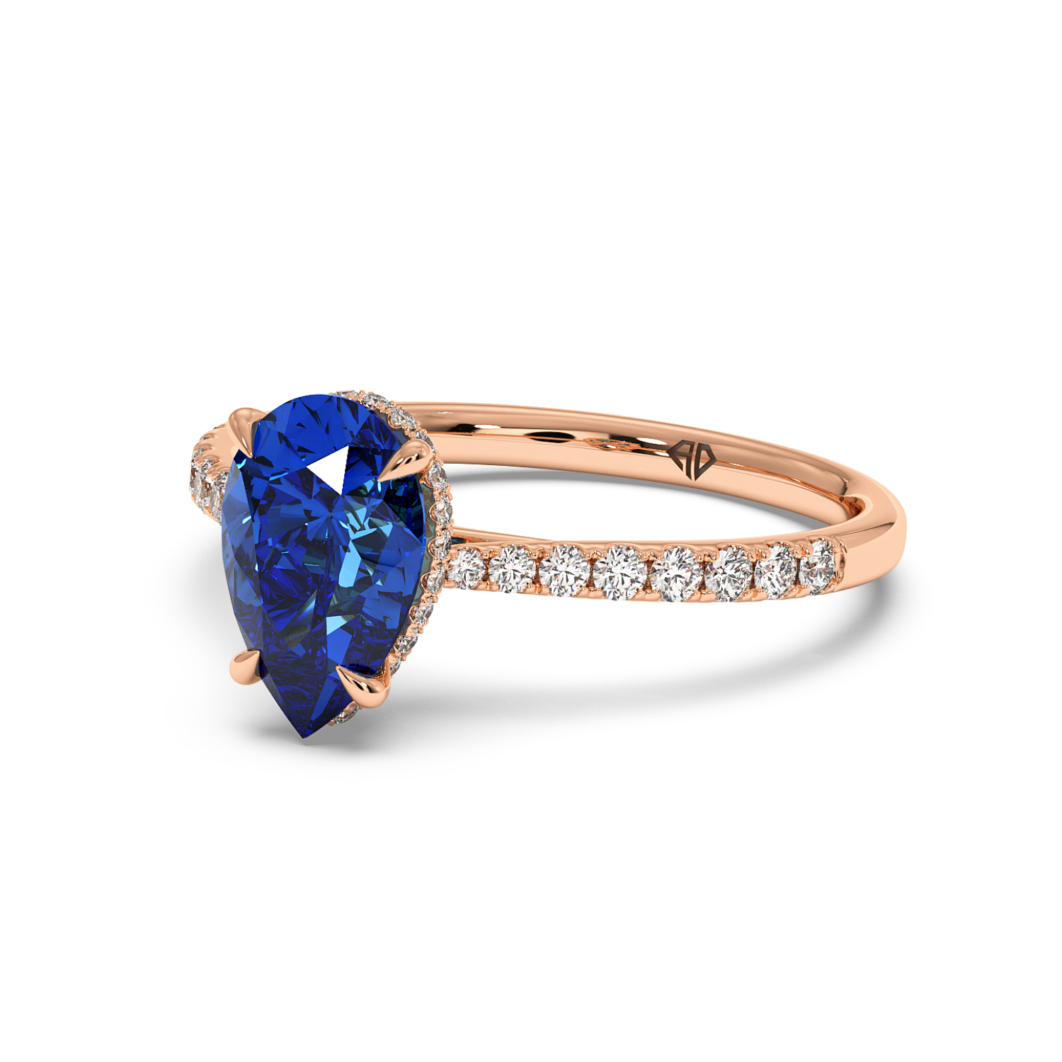 18K Rose Gold Hana Diamond Shoulder Hidden Halo Engagement Ring