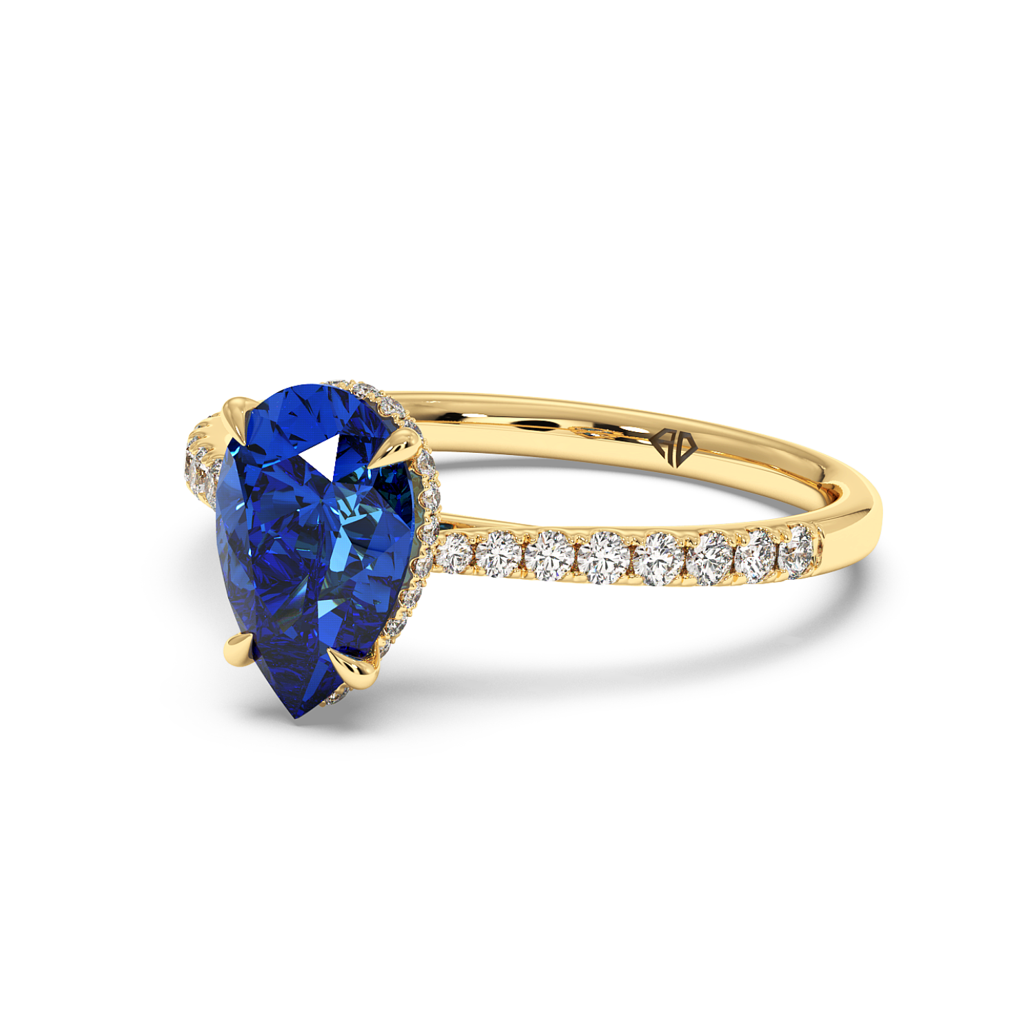 18K Yellow Gold Hana Diamond Shoulder Hidden Halo Engagement Ring