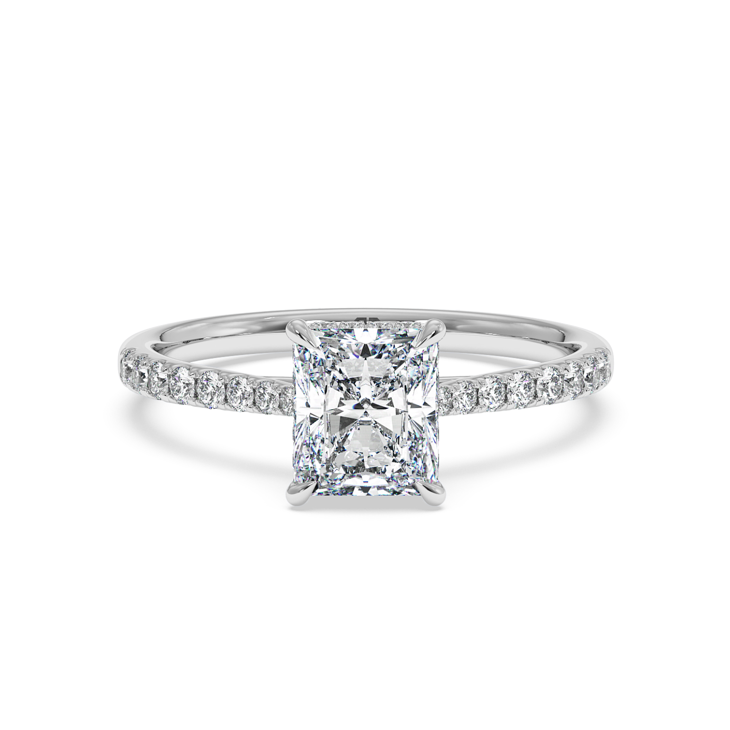 Platinum Hana Diamond Shoulder Hidden Halo Engagement Ring