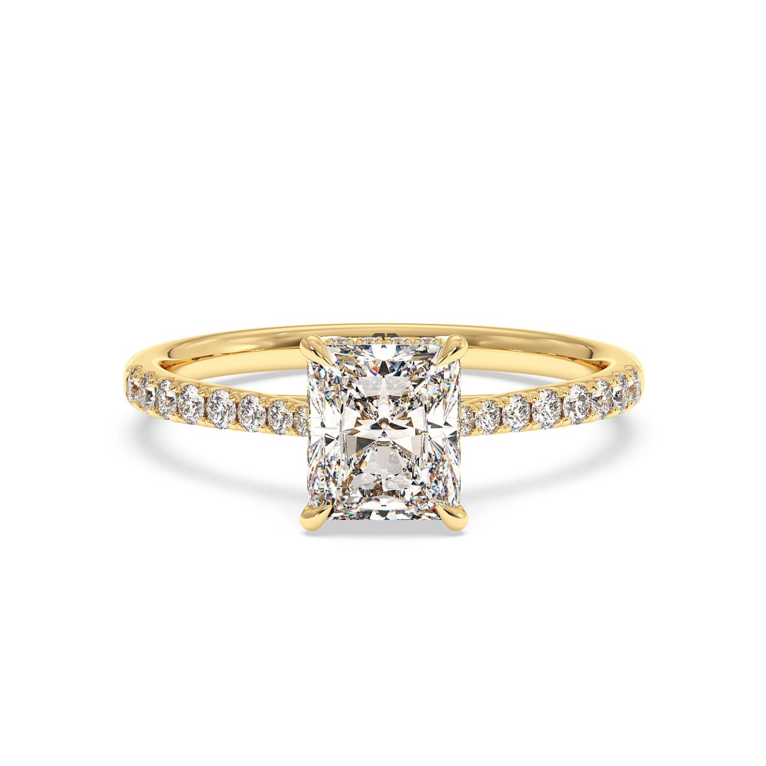 18K Yellow Gold Hana Diamond Shoulder Hidden Halo Engagement Ring