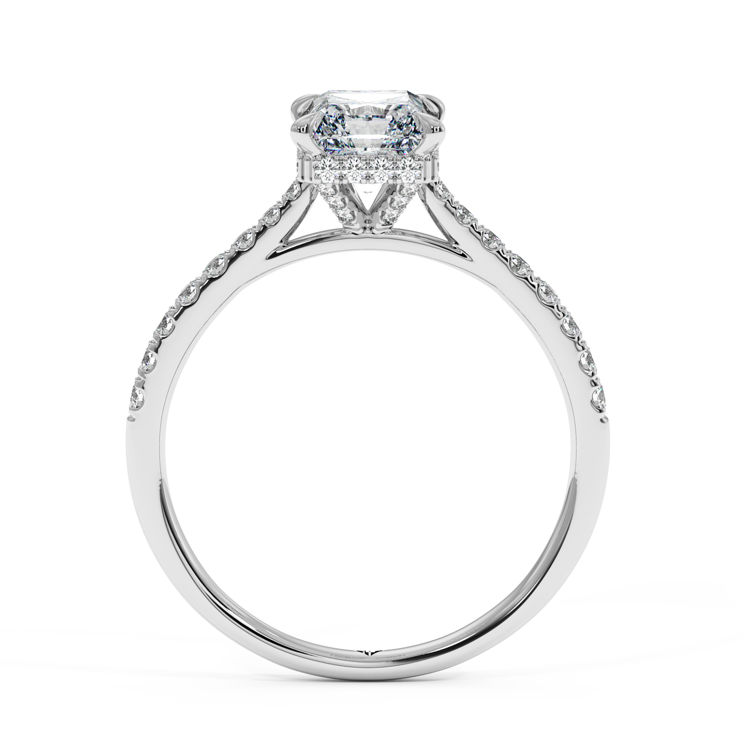 Platinum Hana Diamond Shoulder Hidden Halo Engagement Ring