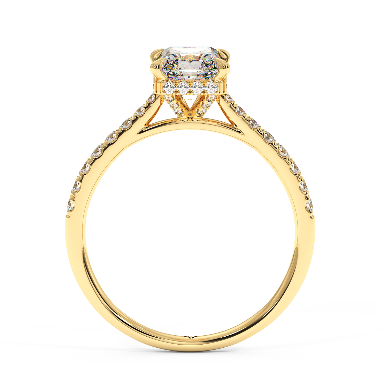 18K Yellow Gold Hana Diamond Shoulder Hidden Halo Engagement Ring