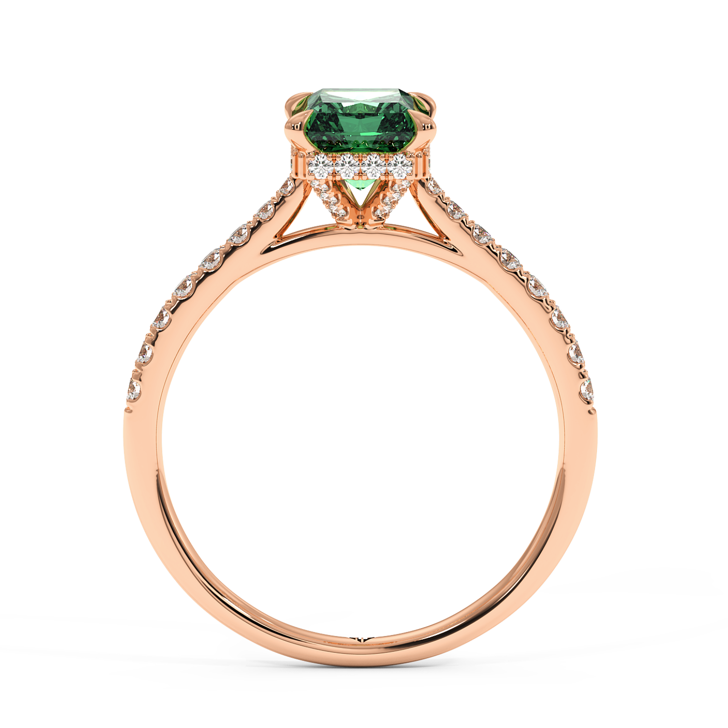 18K Rose Gold Hana Diamond Shoulder Hidden Halo Engagement Ring