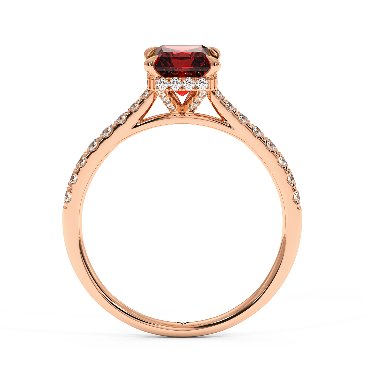 18K Rose Gold Hana Diamond Shoulder Hidden Halo Engagement Ring