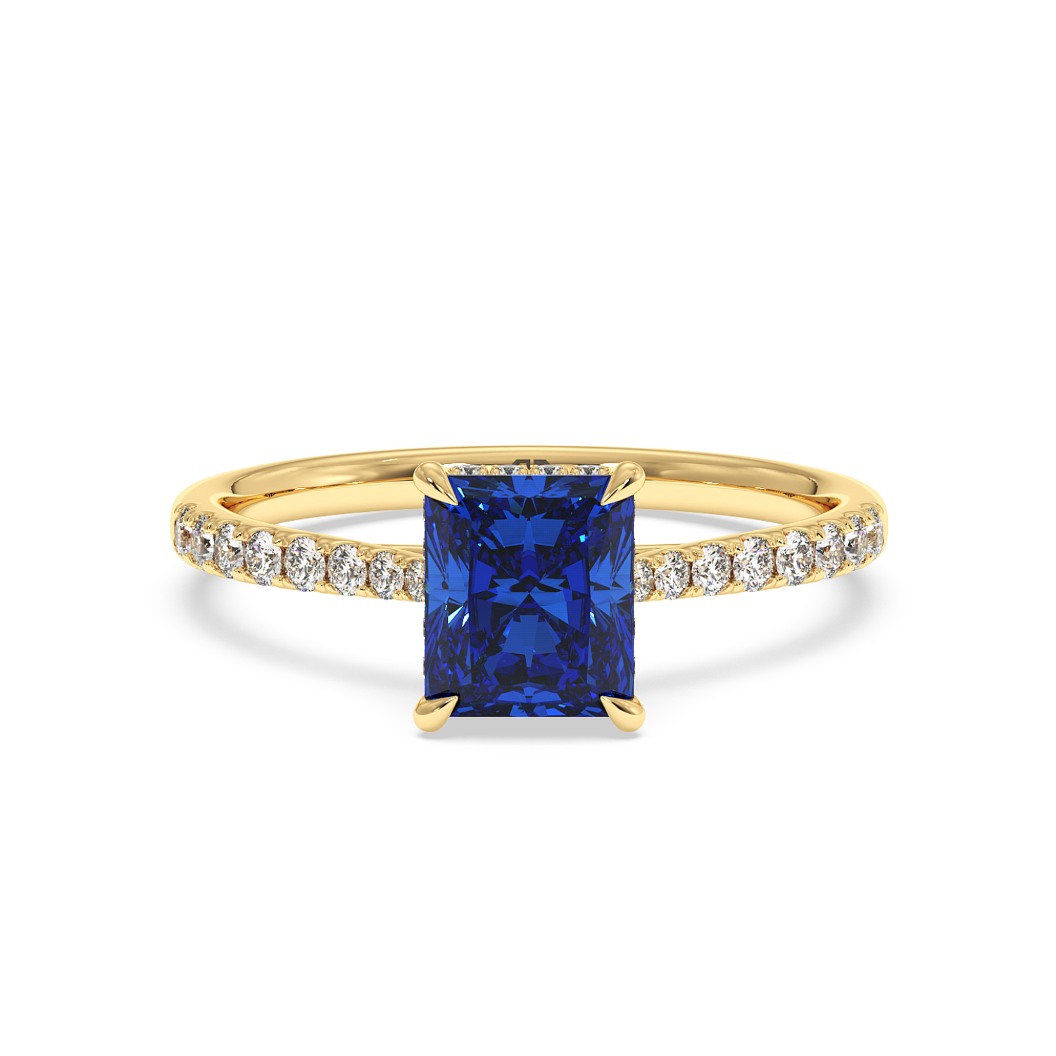 18K Yellow Gold Hana Diamond Shoulder Hidden Halo Engagement Ring