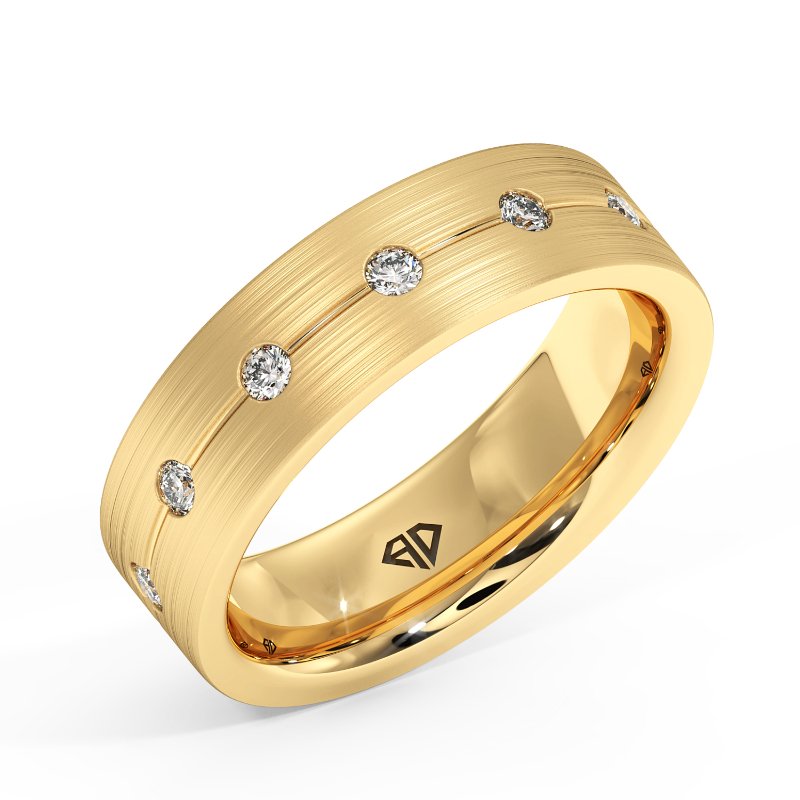 9K Yellow Gold Zakariyah Diamond Wedding Band