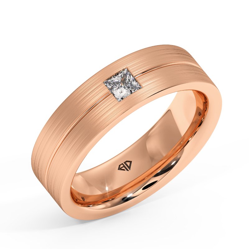 9K Rose Gold Clarence Diamond Wedding Band
