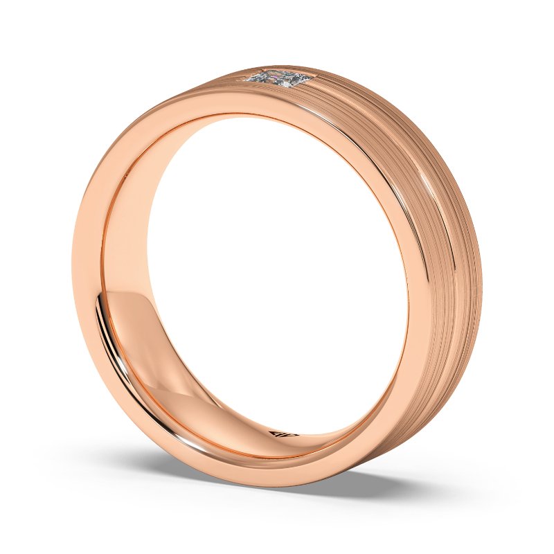 9K Rose Gold Clarence Diamond Wedding Band