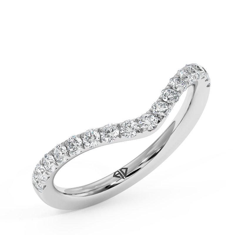 18K White Gold Cyrus Curved Wedding Band