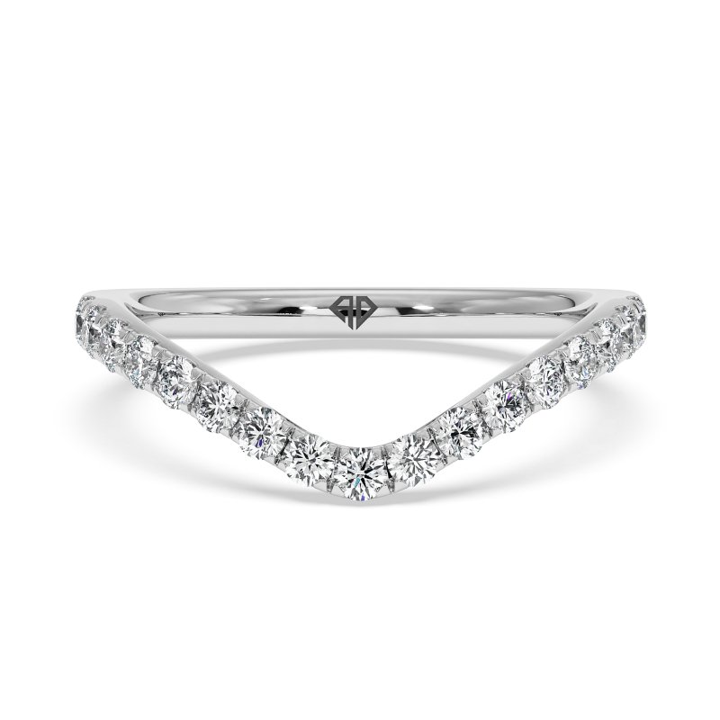 18K White Gold Cyrus Curved Wedding Band