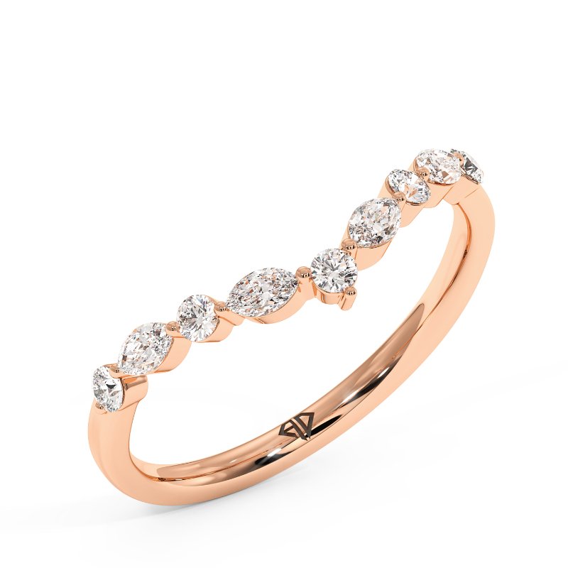 18K Rose Gold Zinnia Curved Wedding Band