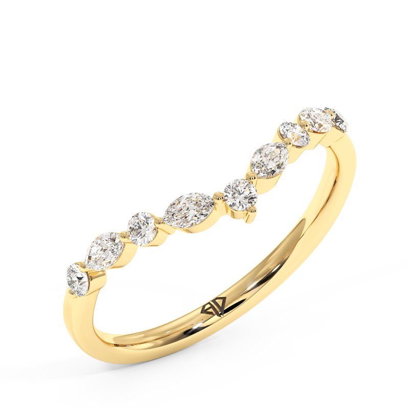 18K Yellow Gold Zinnia Curved Wedding Band