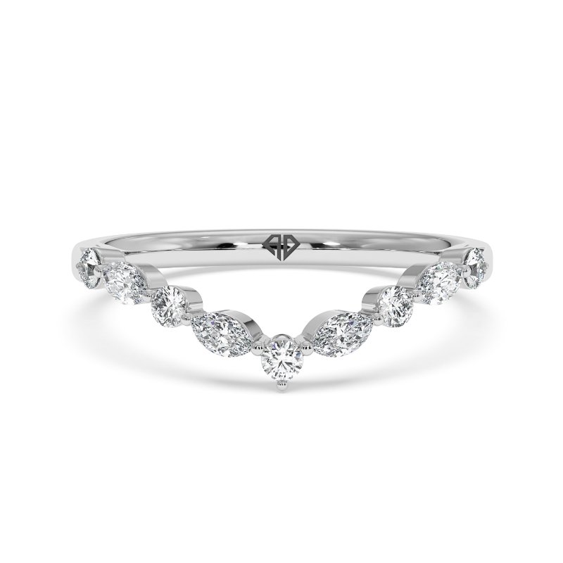 18K White Gold Zinnia Curved Wedding Band