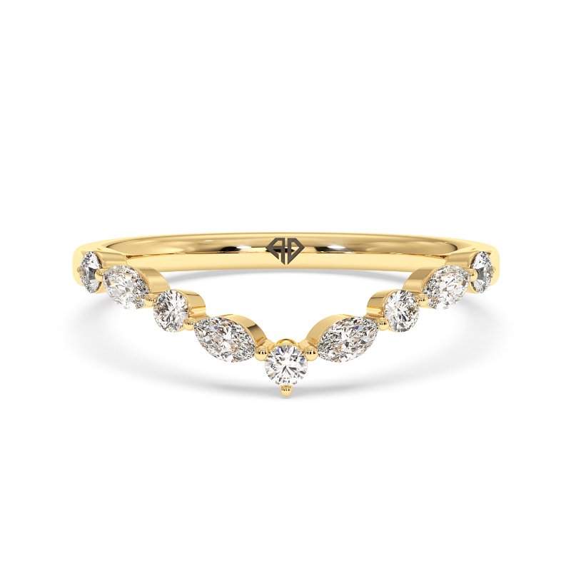 18K White Gold Zinnia Curved Wedding Band