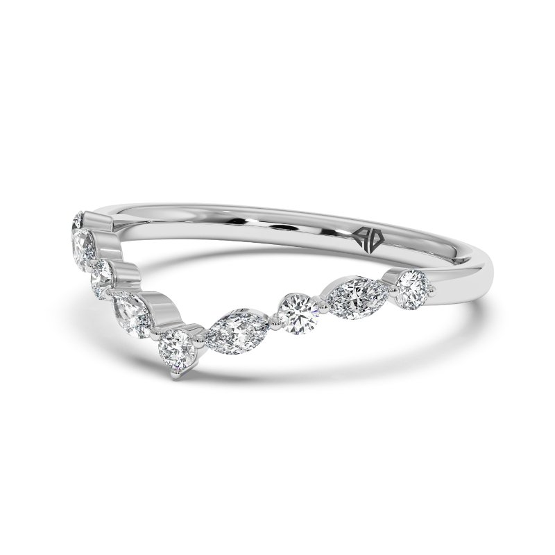 Platinum Zinnia Curved Wedding Band