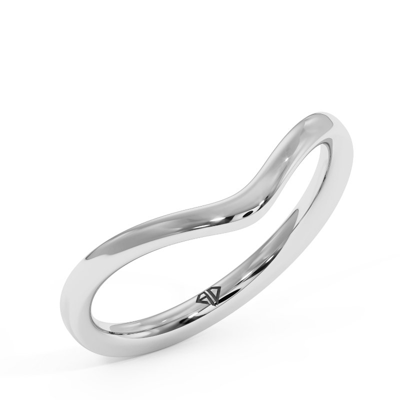 18K White Gold Ivy Curved Wedding Band