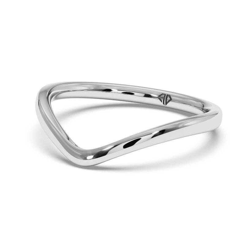 18K White Gold Ivy Curved Wedding Band