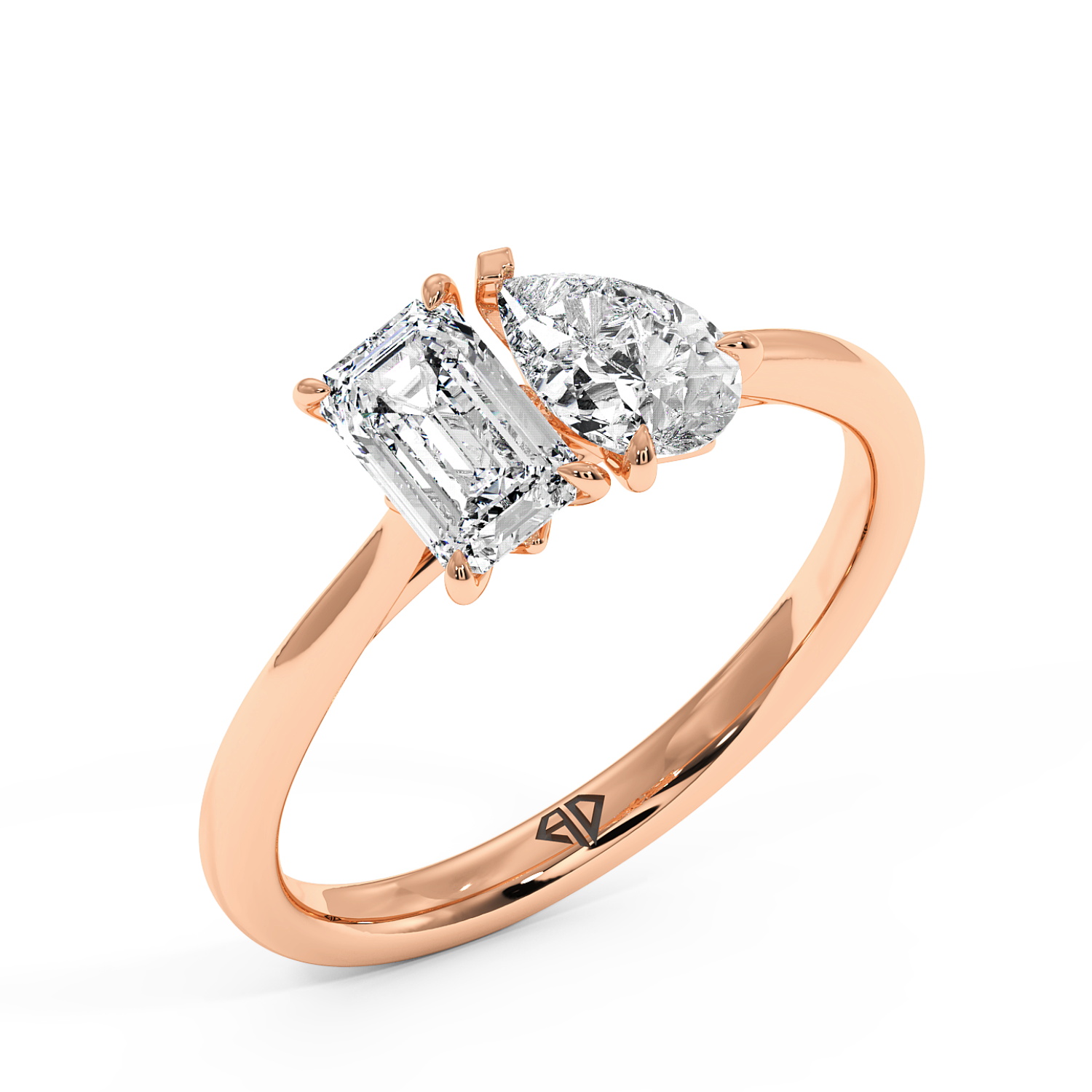 18K Rose Gold Duo Diamond Engagement Ring