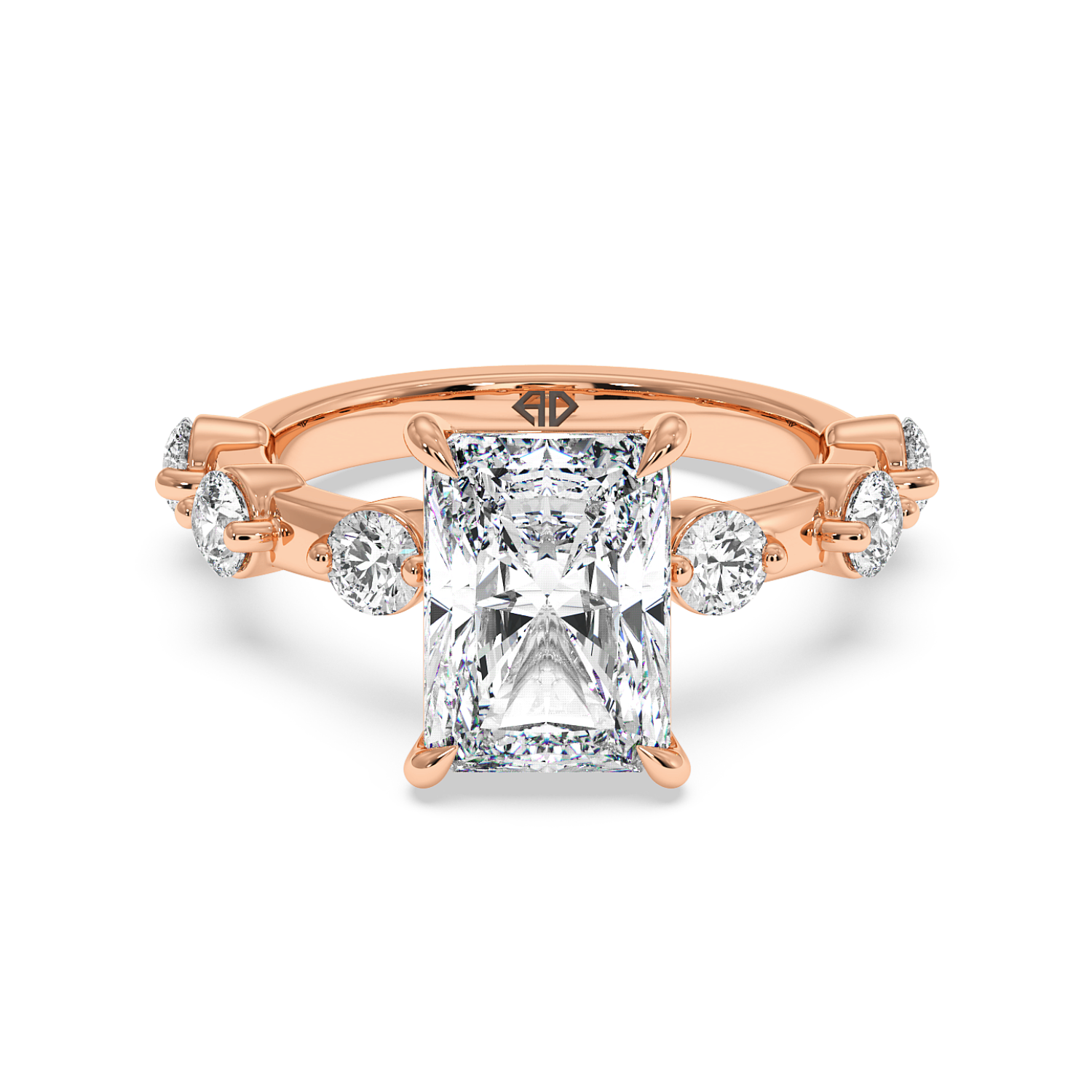 18K Rose Gold Radiant Cut Diamond Engagement Ring