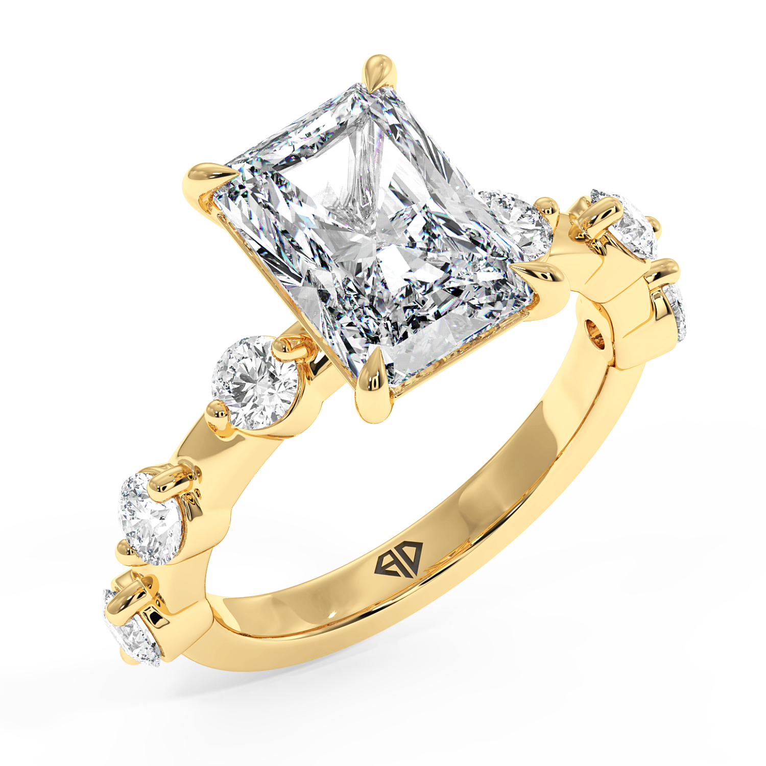 18K Yellow Gold Radiant Cut Diamond Engagement Ring