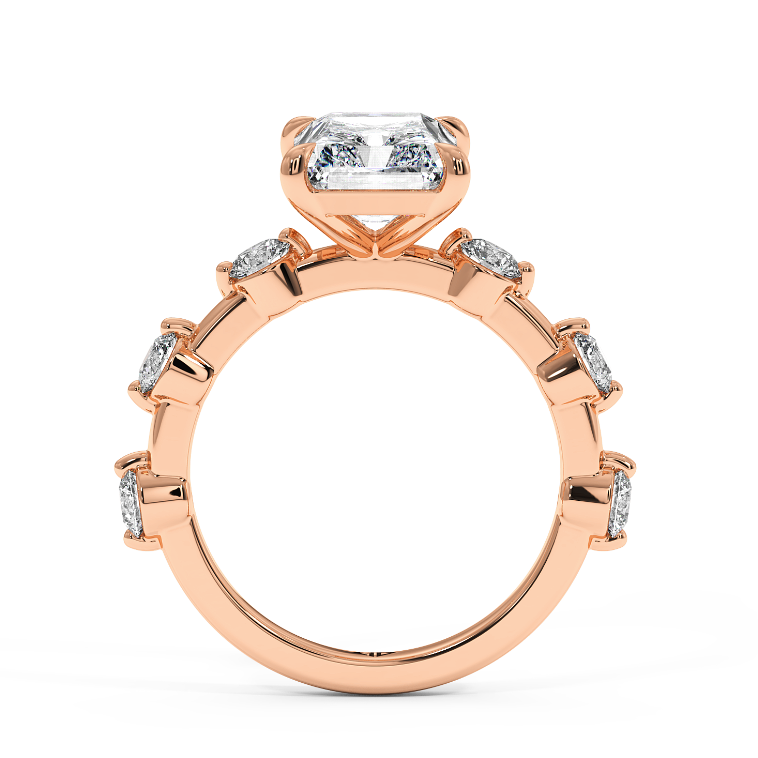 18K Rose Gold Radiant Cut Diamond Engagement Ring
