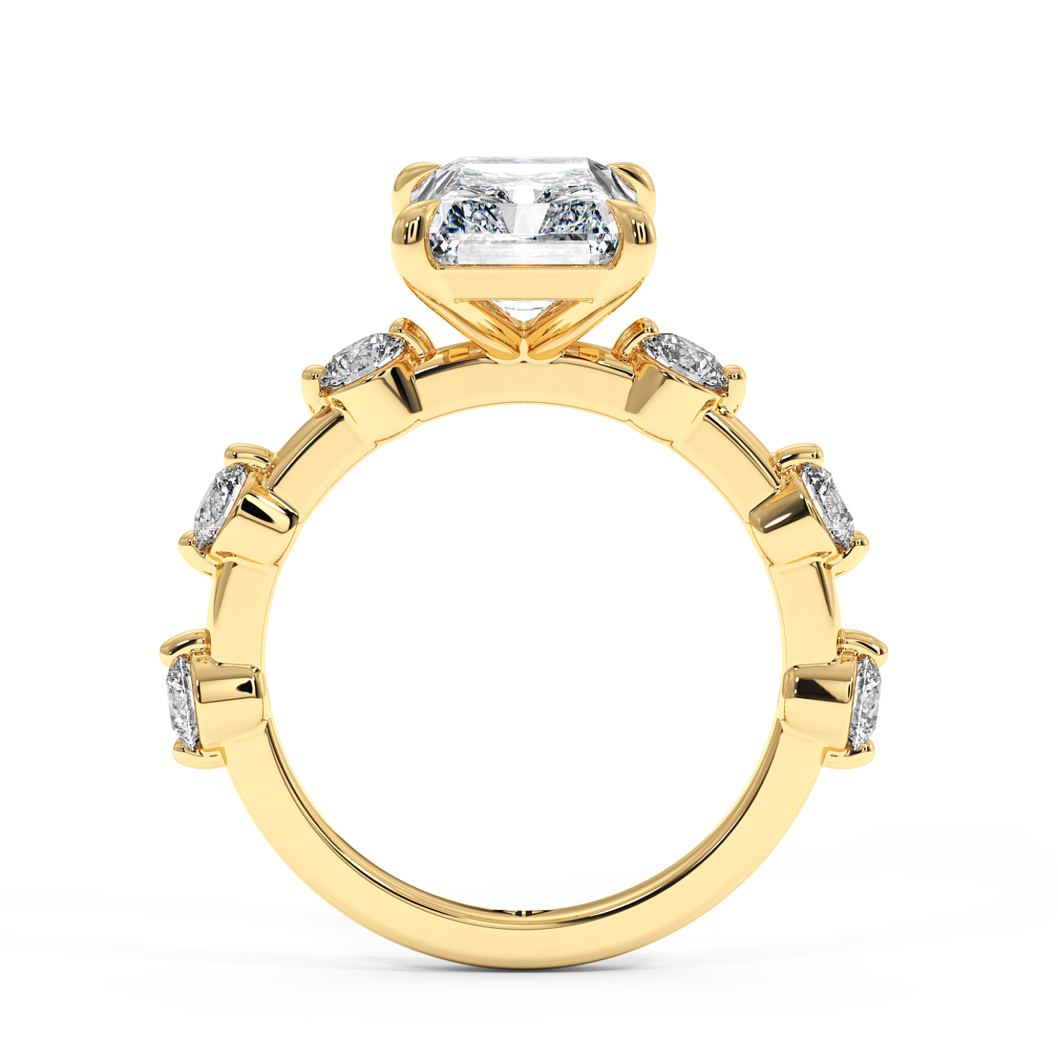 18K Yellow Gold Radiant Cut Diamond Engagement Ring