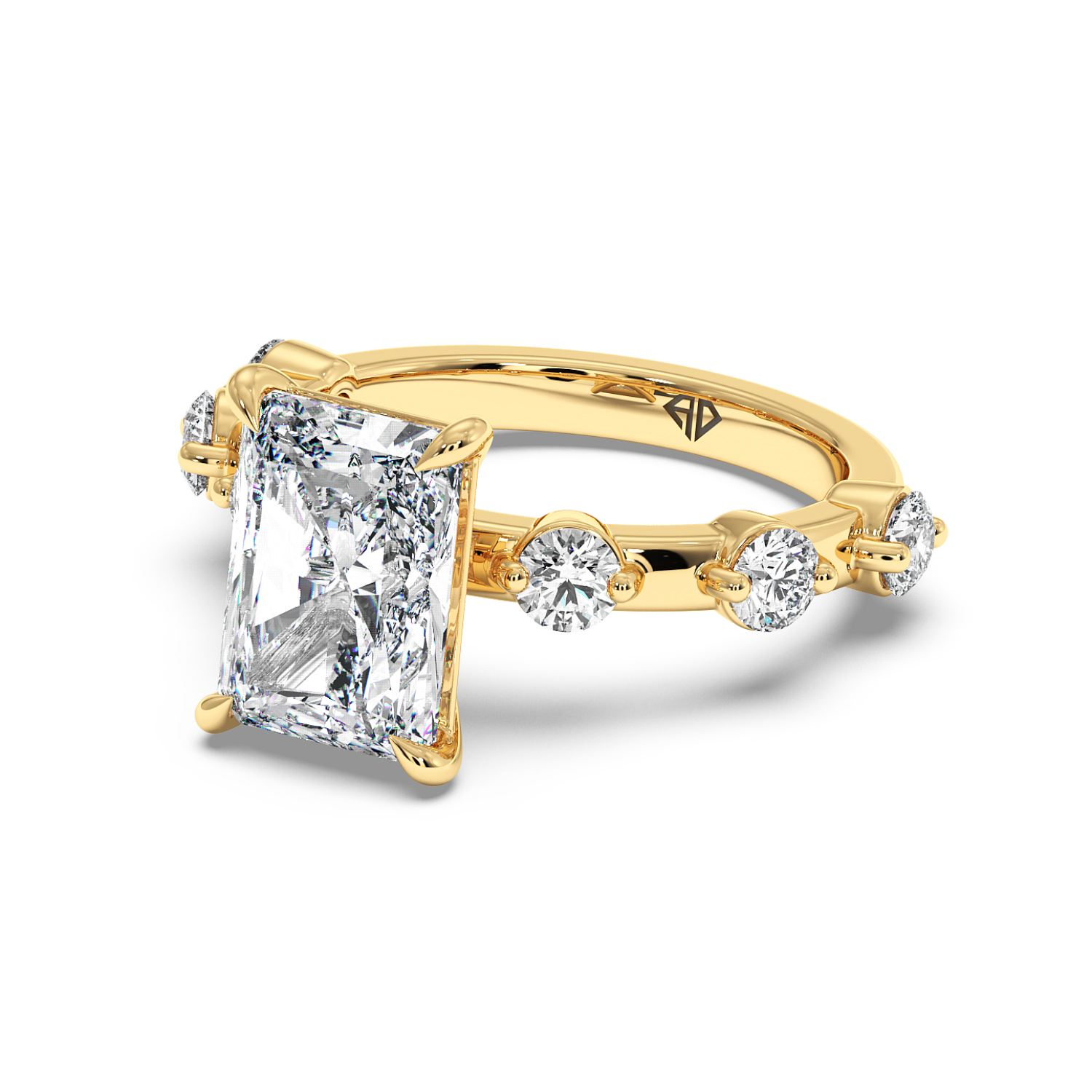 18K Yellow Gold Radiant Cut Diamond Engagement Ring