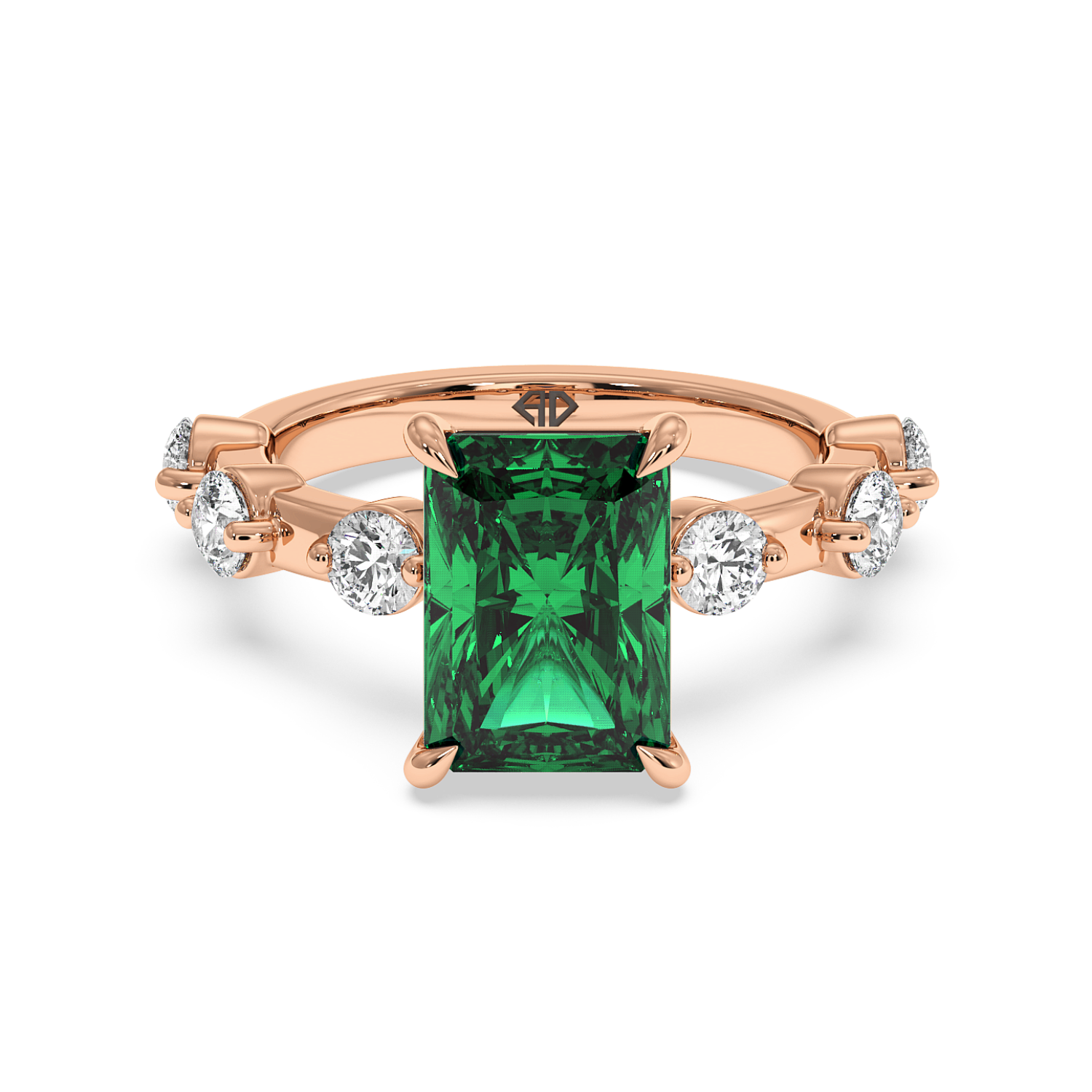 18K Rose Gold Emerald gemstone Engagement Ring
