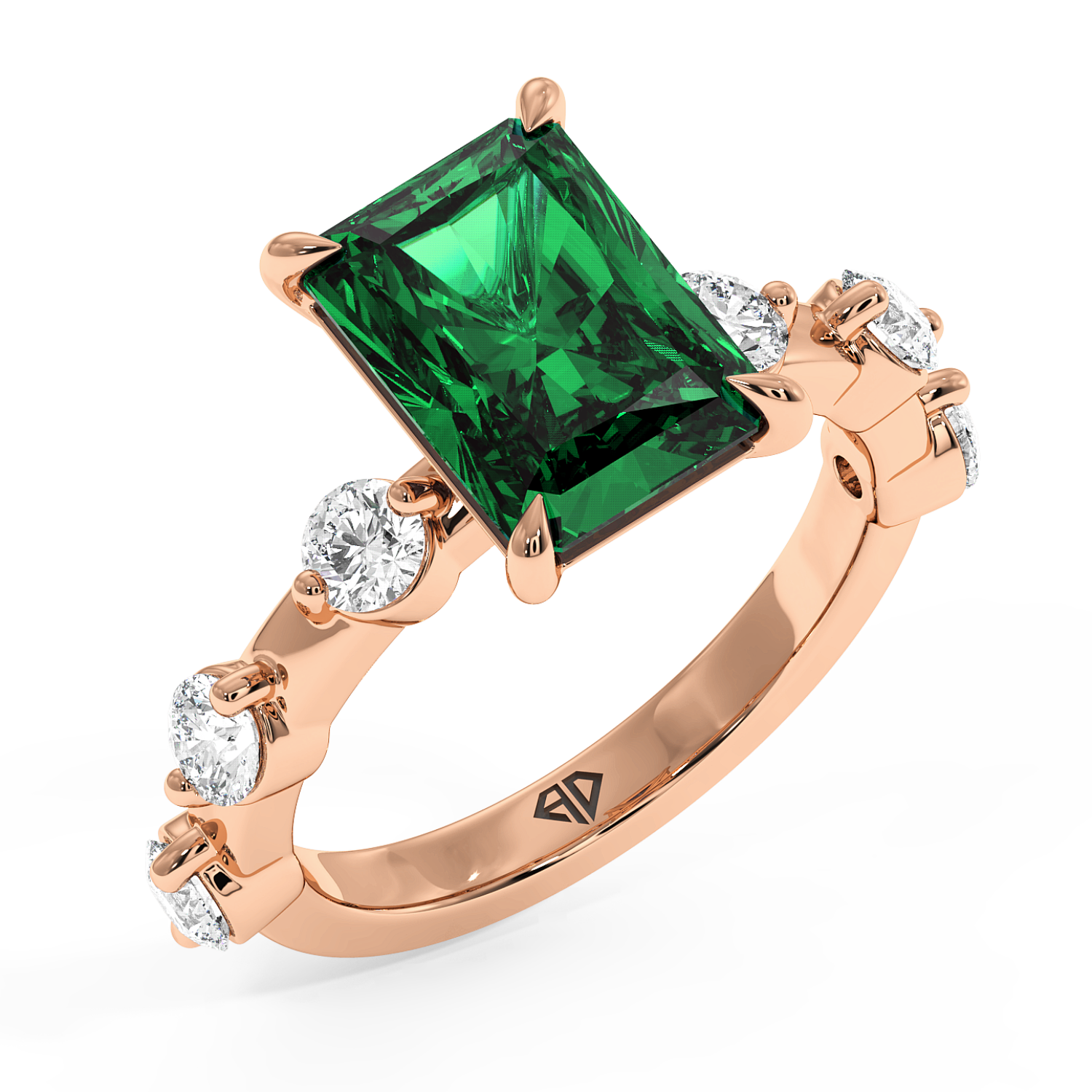 18K Rose Gold Emerald gemstone Engagement Ring