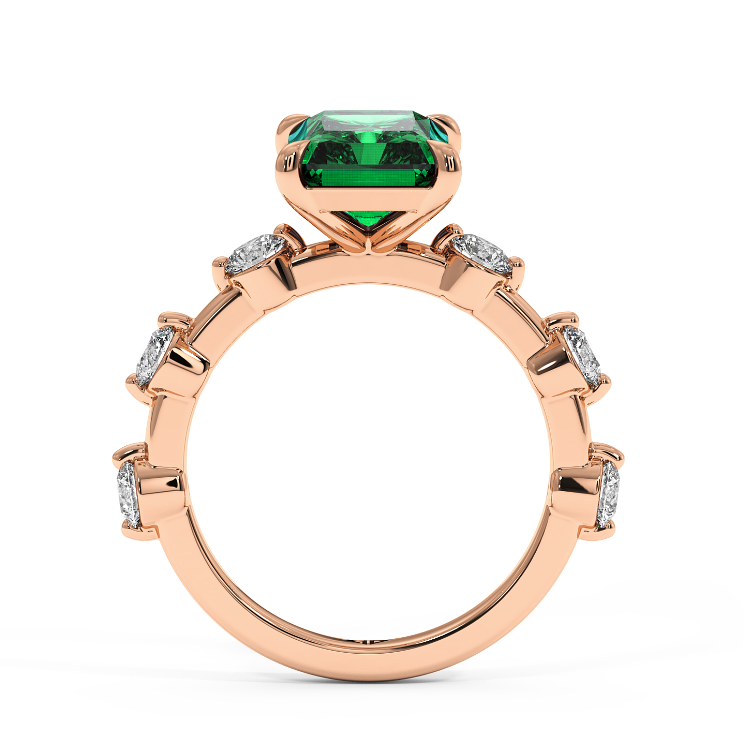 18K Rose Gold Emerald gemstone Engagement Ring