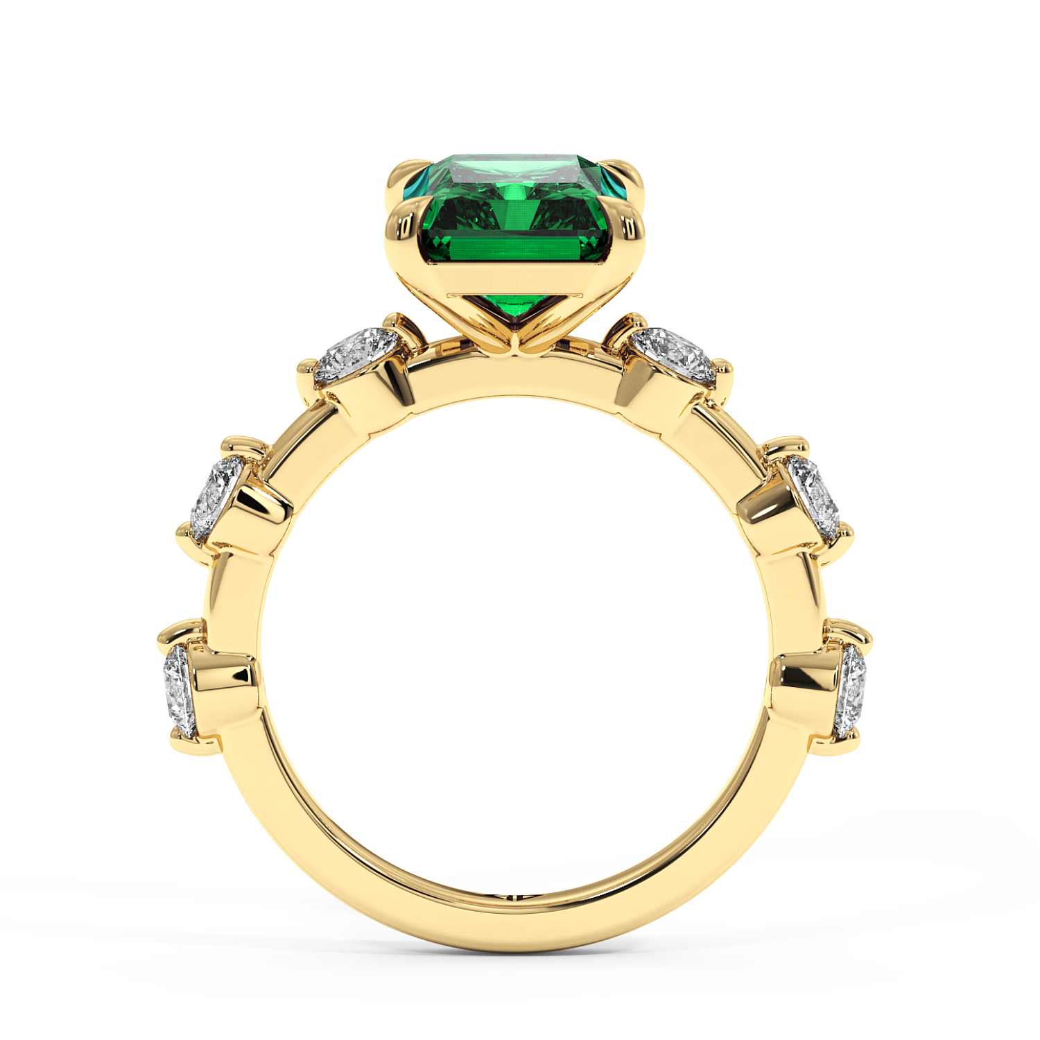 18K Yellow Gold Emerald  Engagement Ring