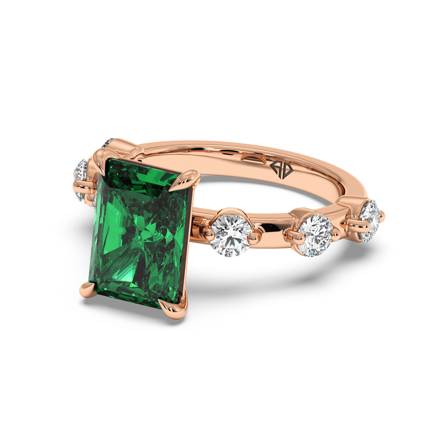 18K Rose Gold Emerald gemstone Engagement Ring