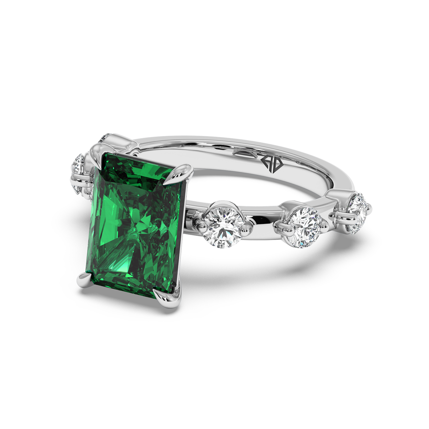 Platinum Emerald  Engagement Ring