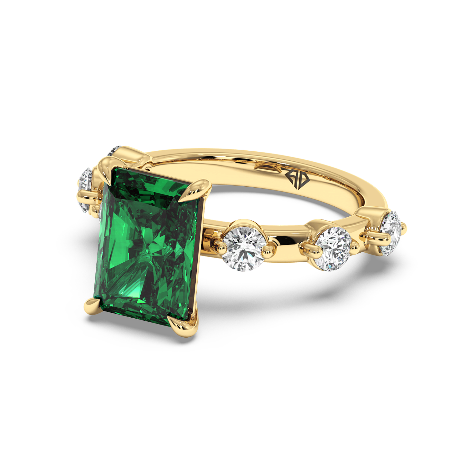 18K Yellow Gold Emerald  Engagement Ring