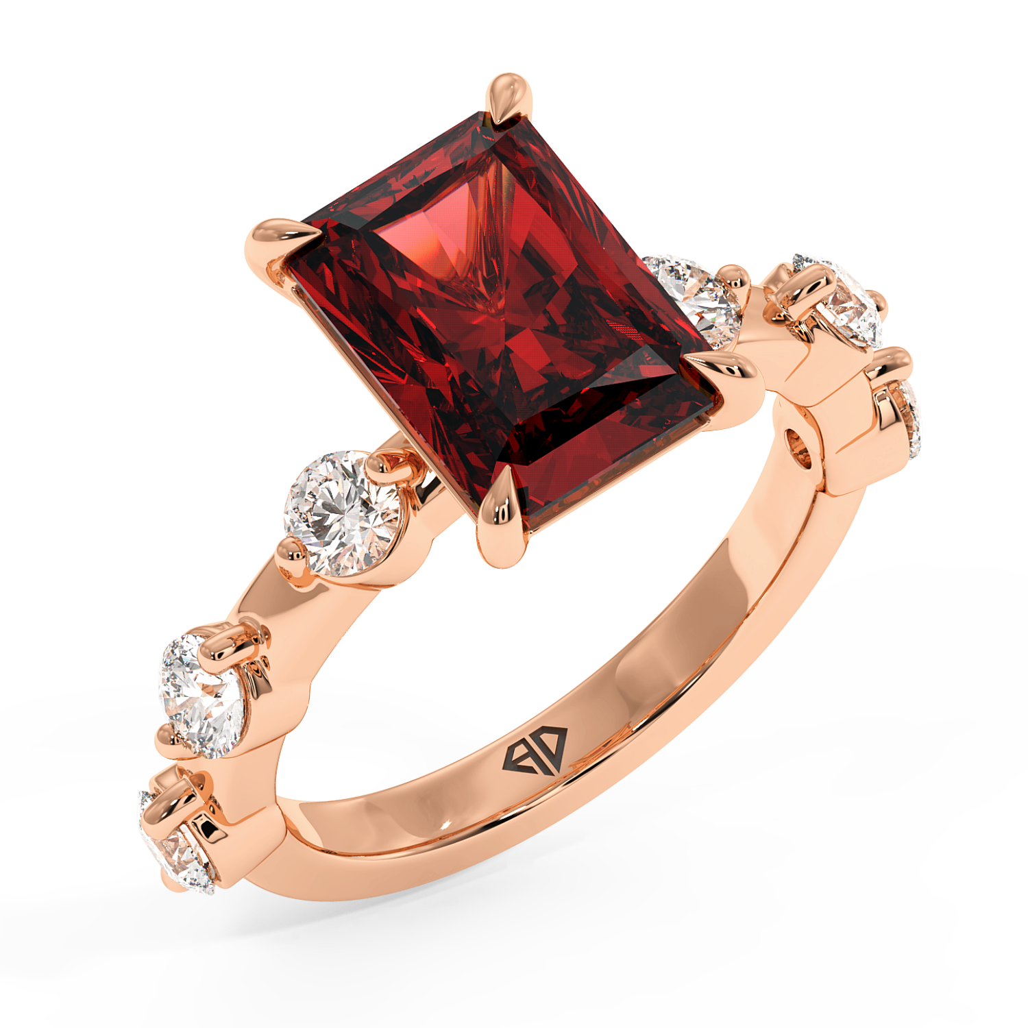 18K Rose Gold Ruby Gemstone Engagement Ring