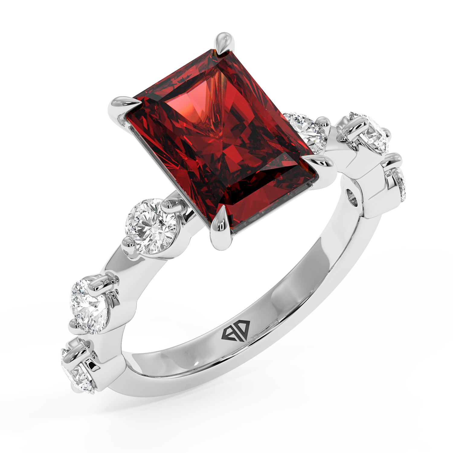 18K White Gold Ruby Gemstone Engagement Ring
