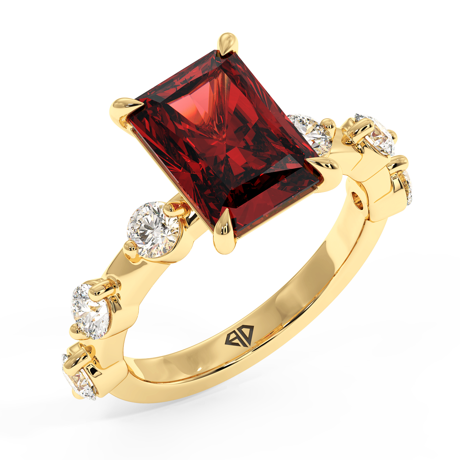 18K Yellow Gold Ruby gemstone Engagement Ring