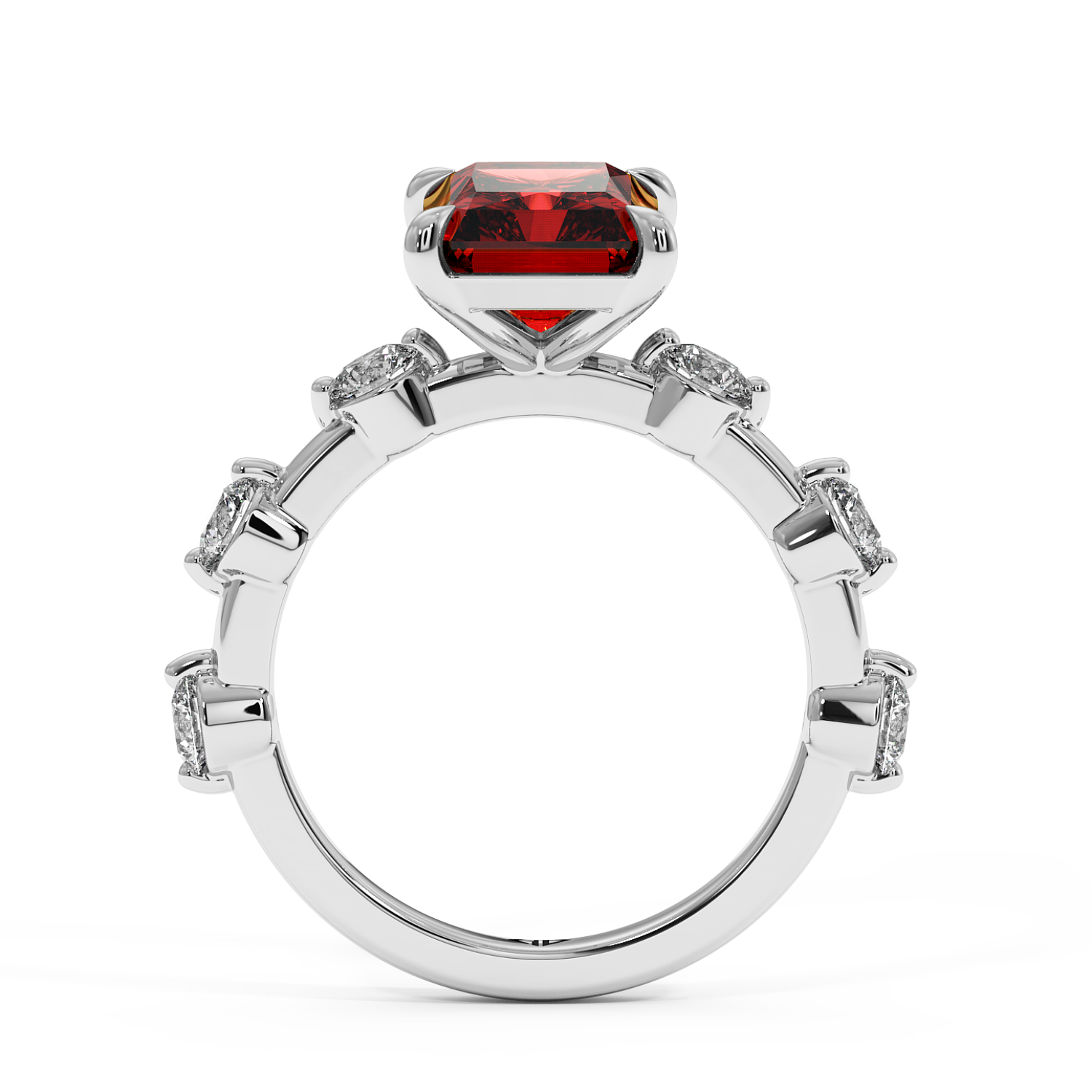 18K White Gold Ruby Gemstone Engagement Ring