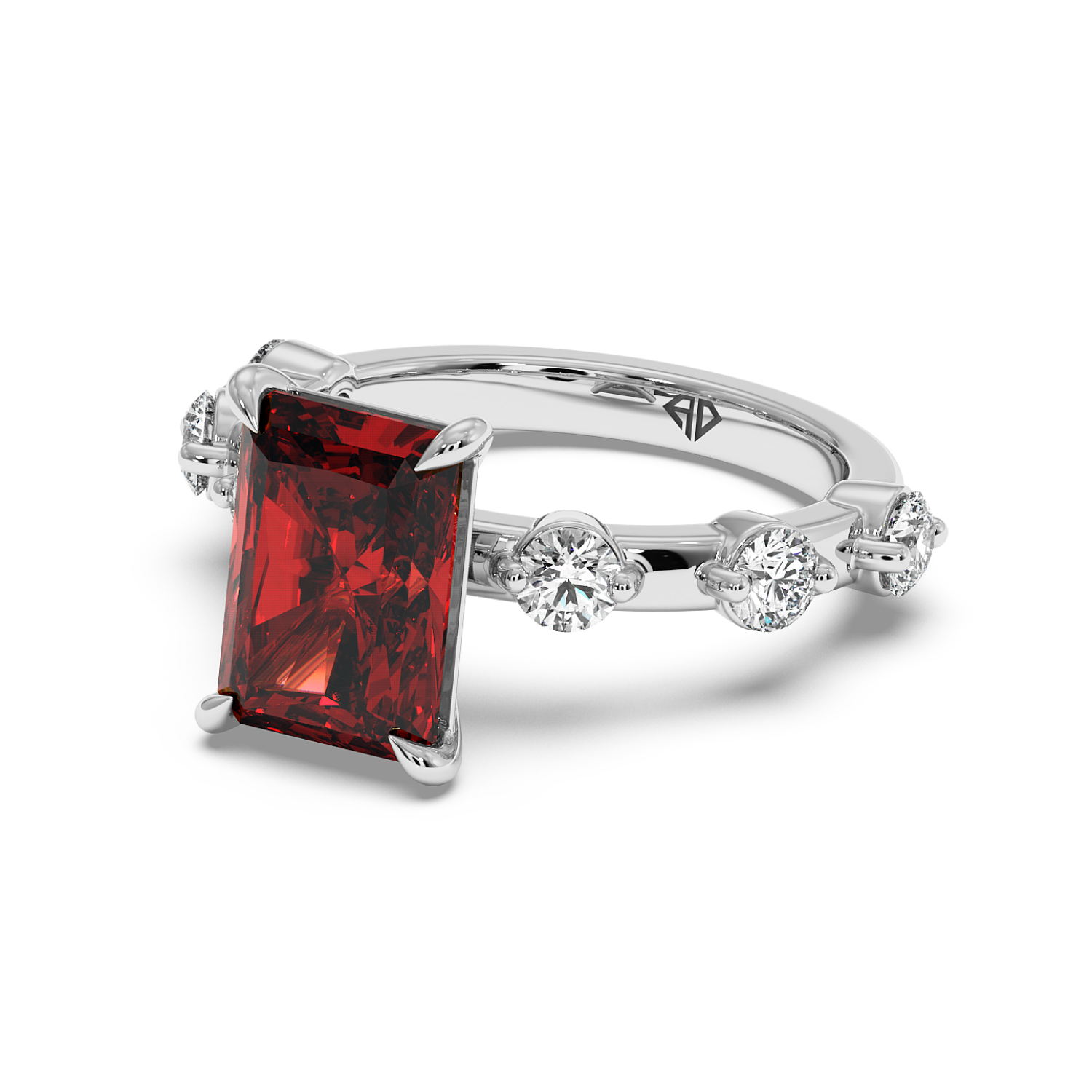 18K White Gold Ruby Gemstone Engagement Ring