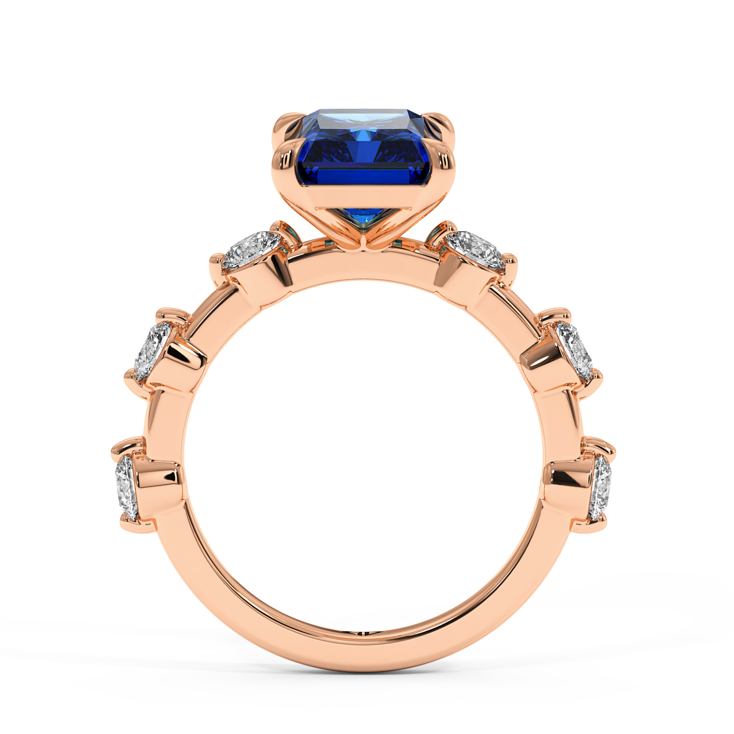 18K Rose Gold Blue sapphire Engagement Ring