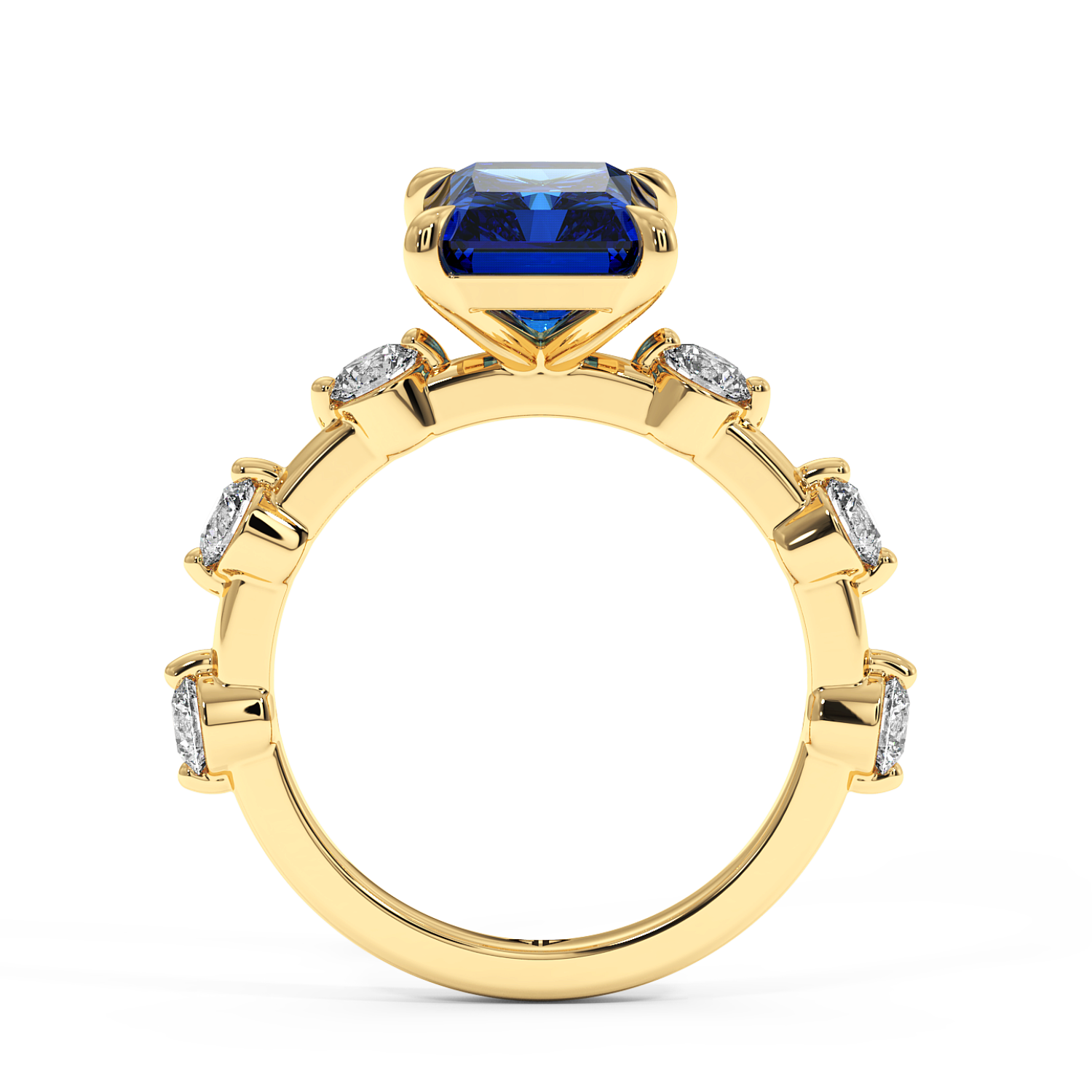 18K Yellow Gold Blue sapphire Engagement Ring