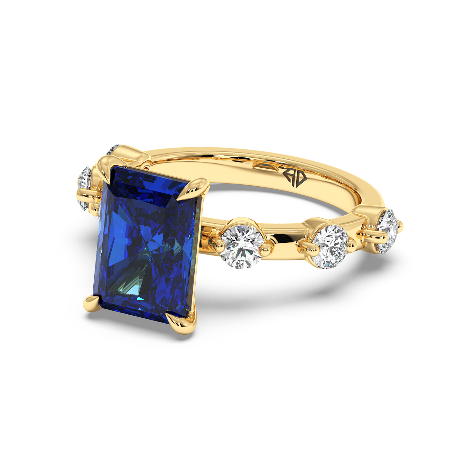 18K Yellow Gold Blue sapphire Engagement Ring