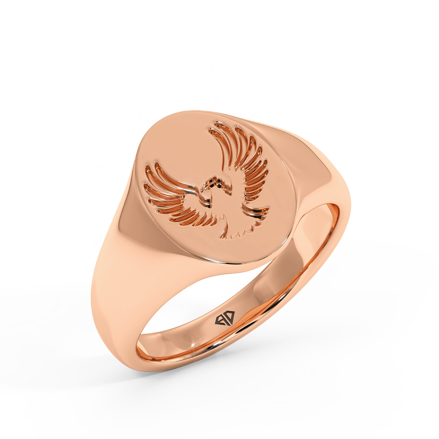 18K Rose Gold Eagle Signet Ring